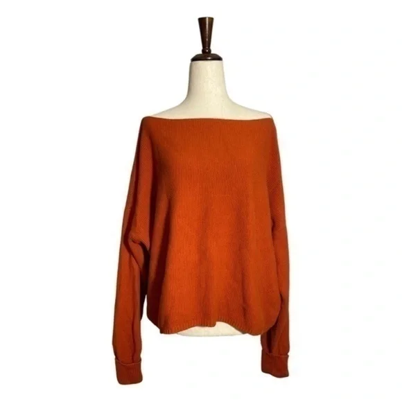 French Connection • Babysoft Slash Neck Boatneck Pullover Sweater Orange L - Picture 3 of 9